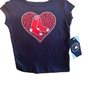 NWT- MLB genuine merchandise Red Sox navy toddler tee with heart & hanging sox